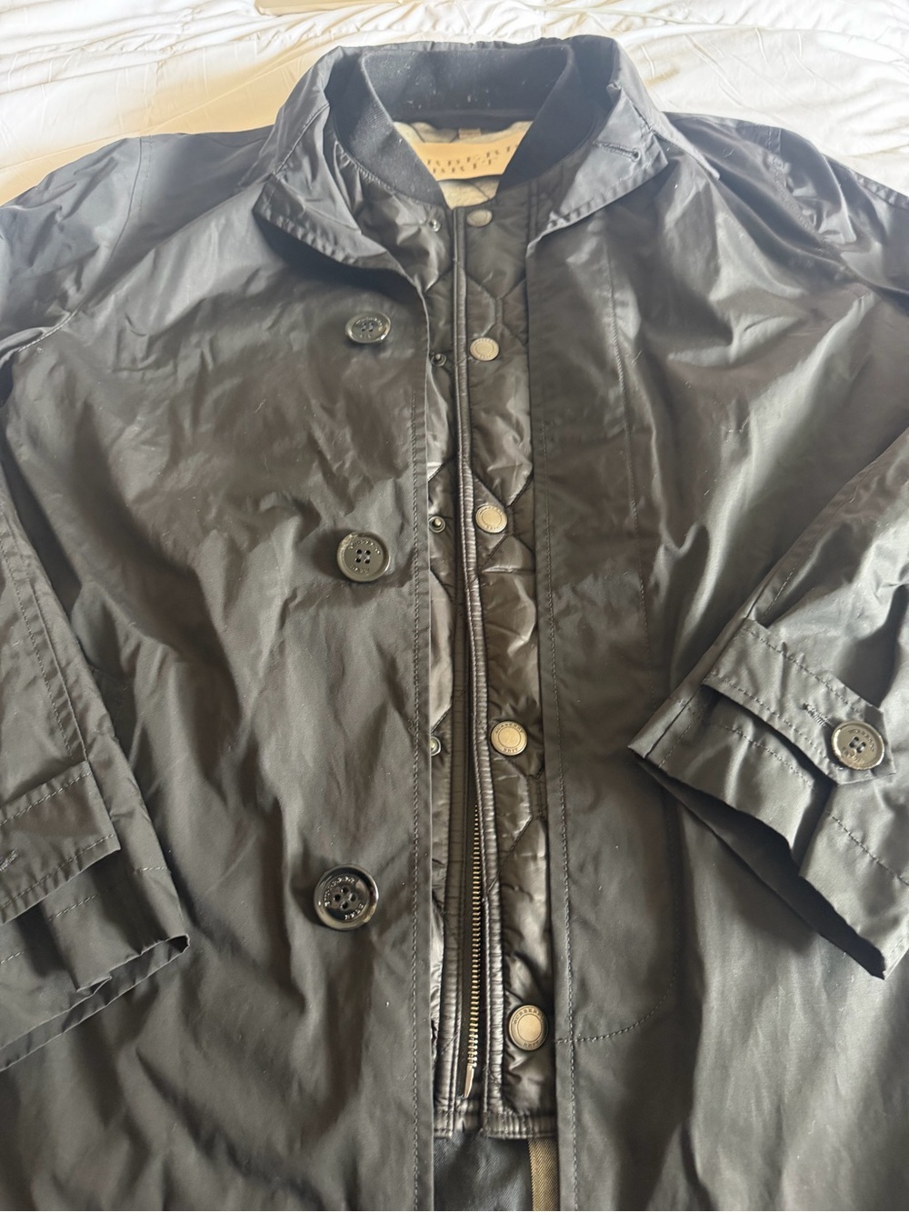 Burberry Black Trench Coat with Quilted Detachable Vest - Picture 10 of 11